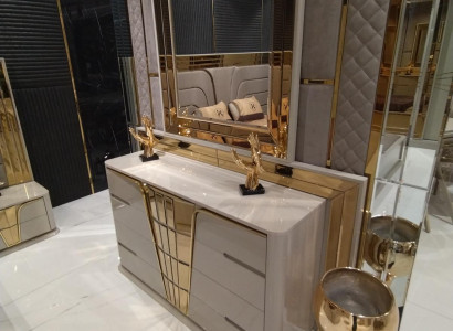 Modern Chest of drawers with Mirror Luxury Moder design Bedroom Wood Set 2pcs.